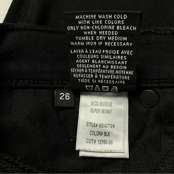 Hudson Jeans Nico Midrise Super Skinny Black Denim Size 24 25 26 - Picture 5 of 11